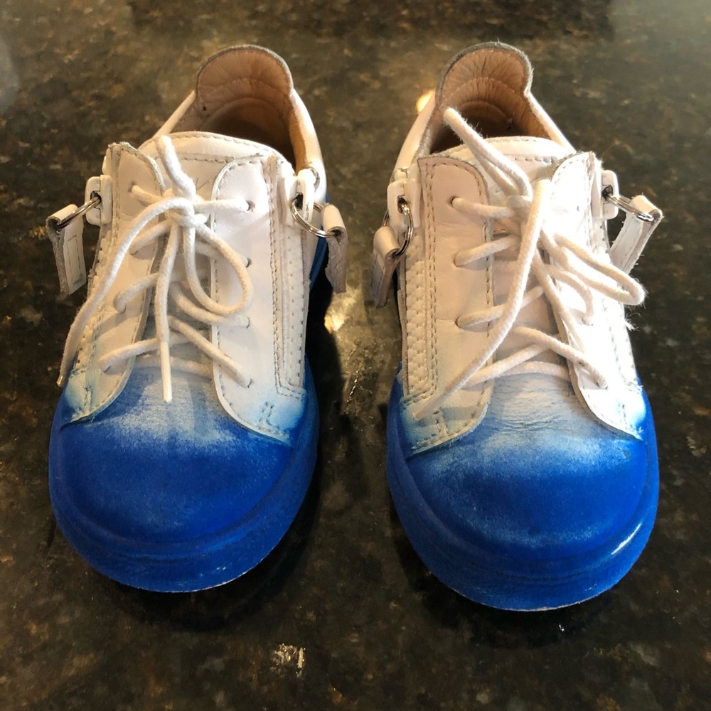 GIUSEPPE ZANOTTI Baby/Toddler White/Blue SNEAKERS